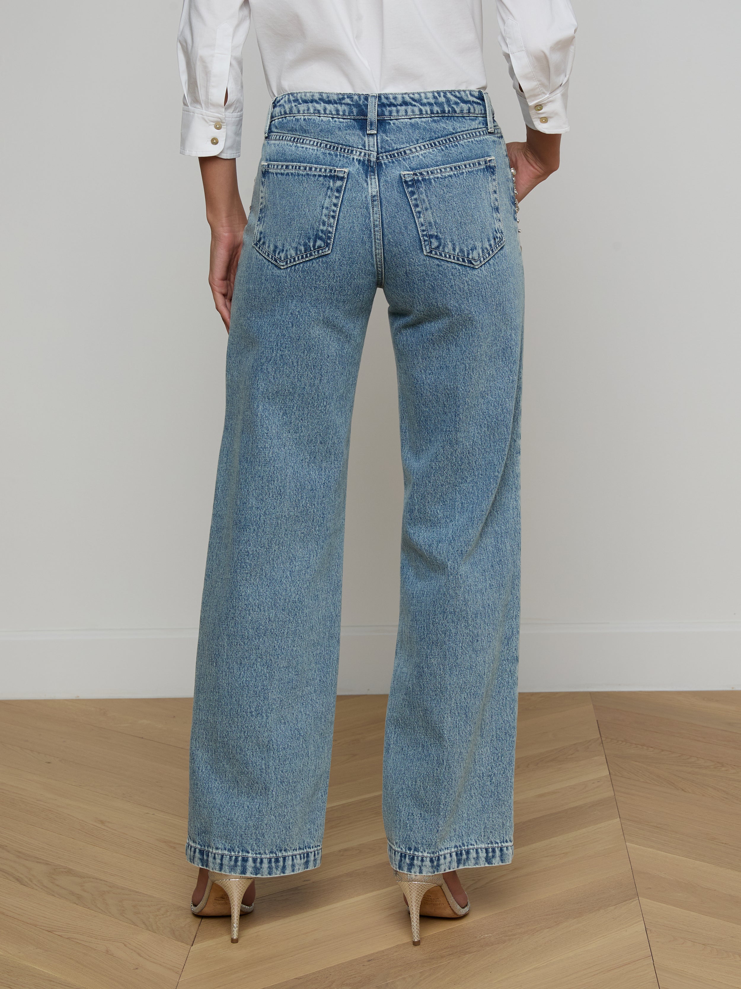 Scottie Embellished Wide-Leg Jean In Malibu