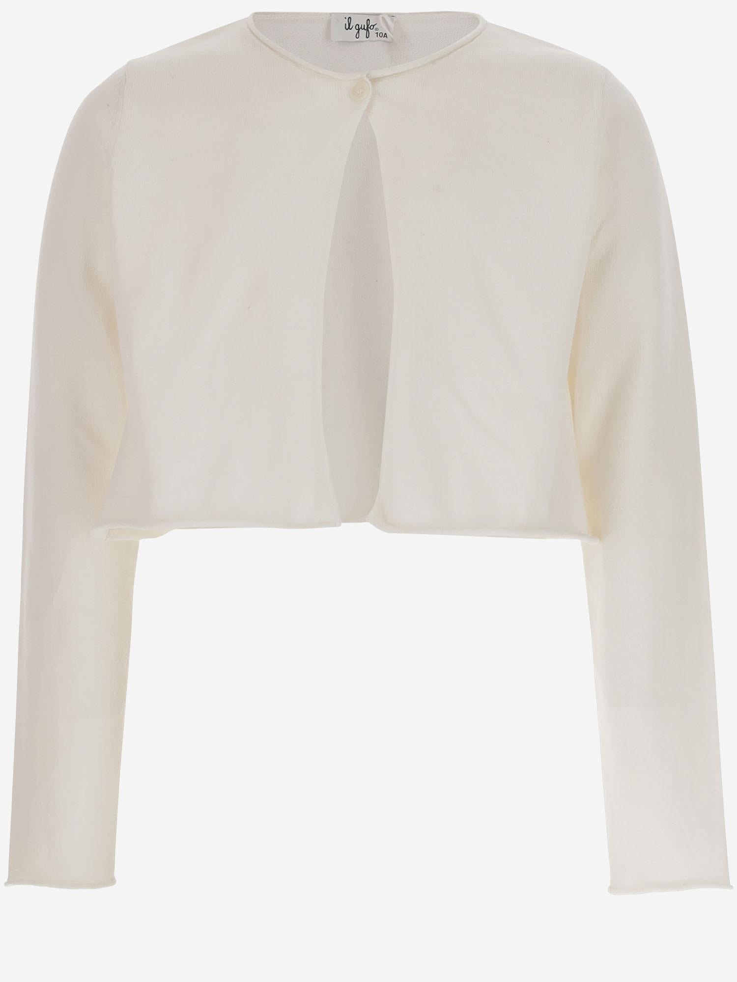 Cotton Cropped Cardigan — White
