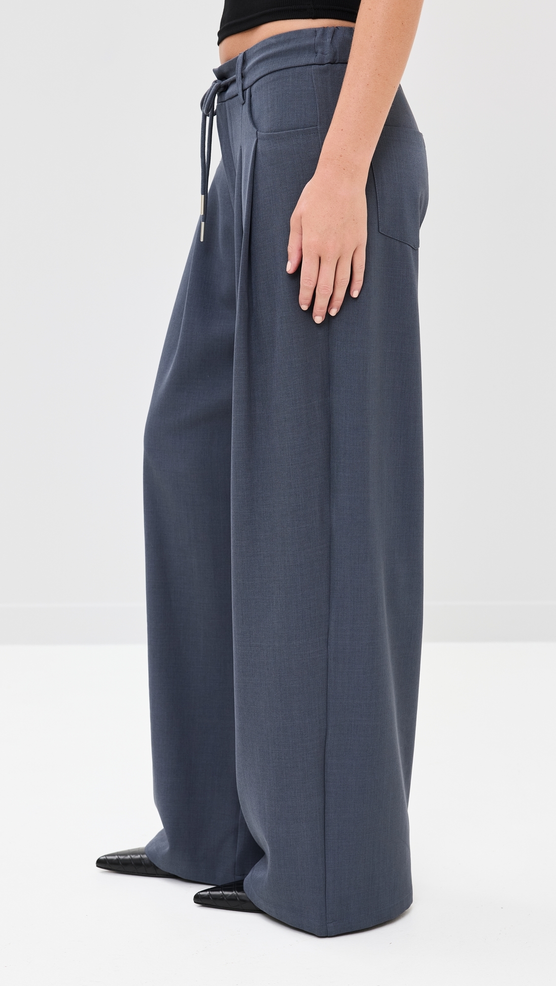 Slouch Tie Up Pants Slate