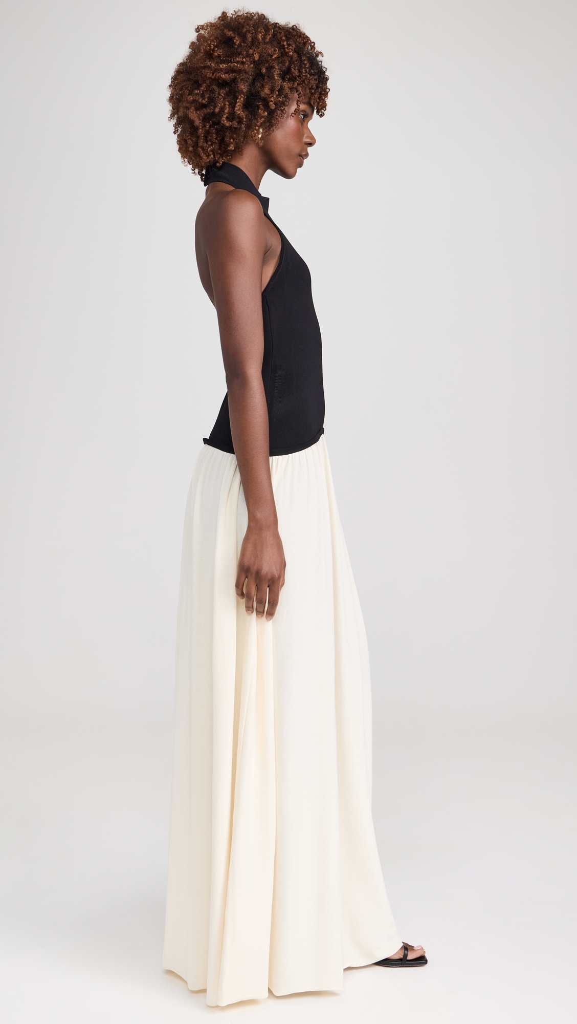 The Halter Soglio Dress Ecru/Noir