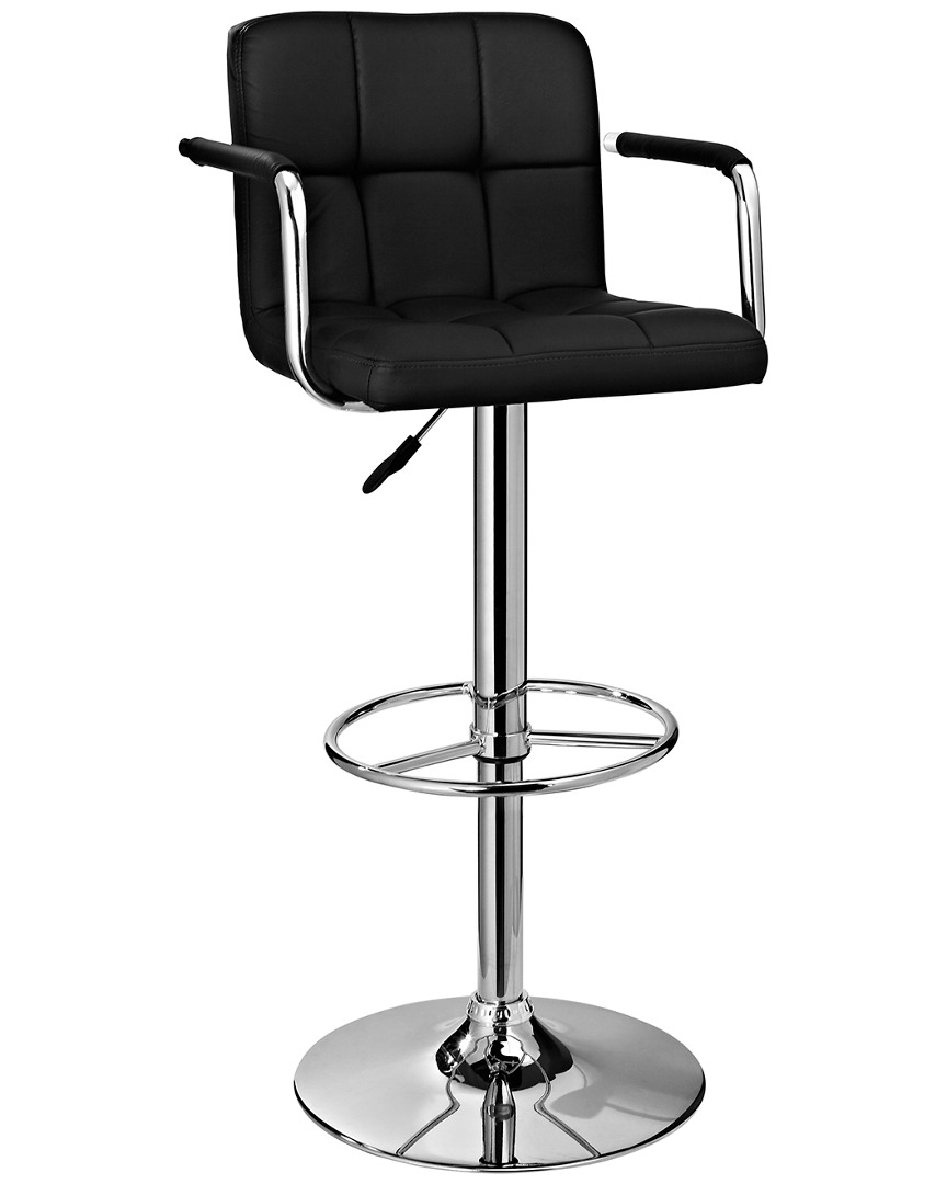 Jasper Black and Chrome Quilted Barstool