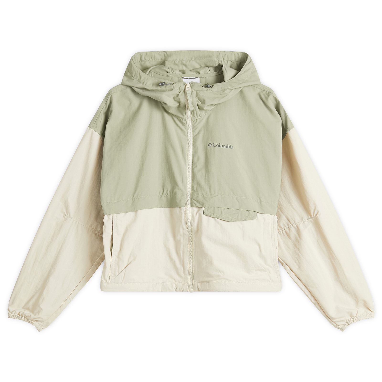 Columbia Women's Spire Valley Cropped Windbreaker in Safari/Dark Stone