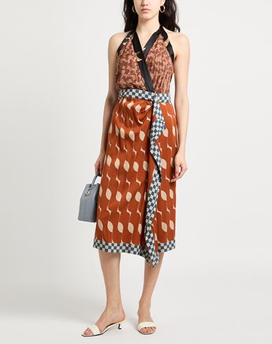 Dries Van Noten Woman Midi dress Brown Size 6 Silk, Viscose, Elastane