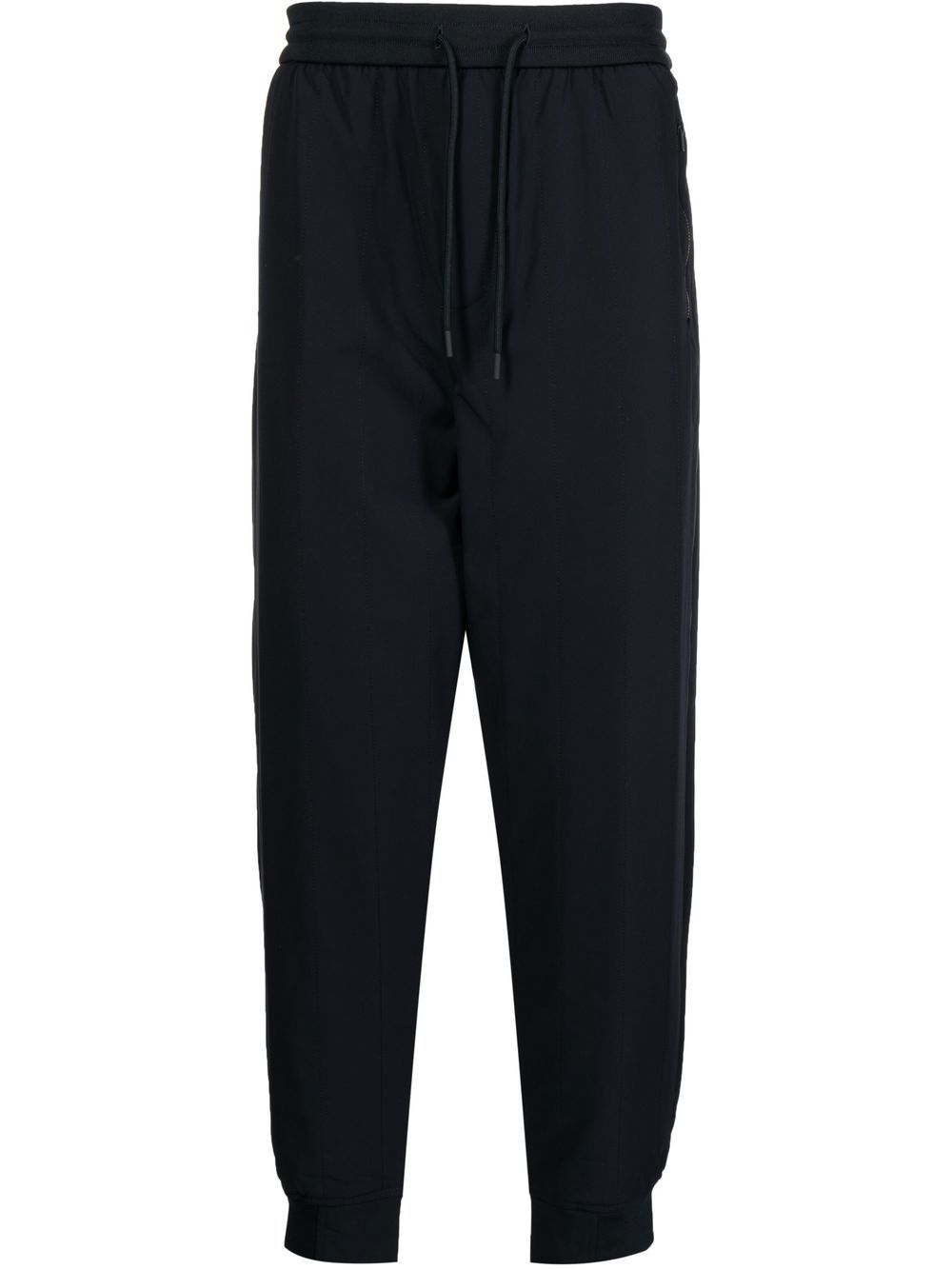 Elasticated drawstring track pants - Black
