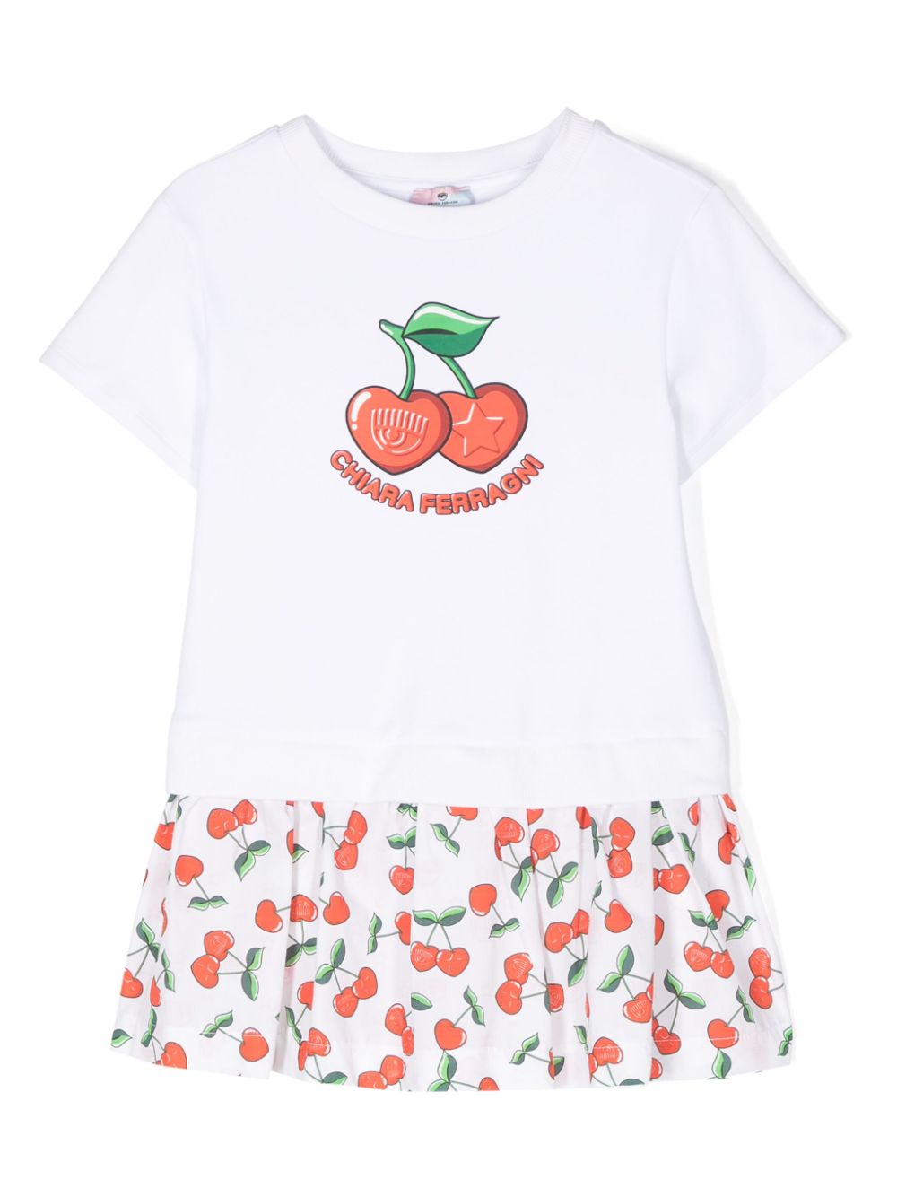 Logo-print cotton flared dress - White