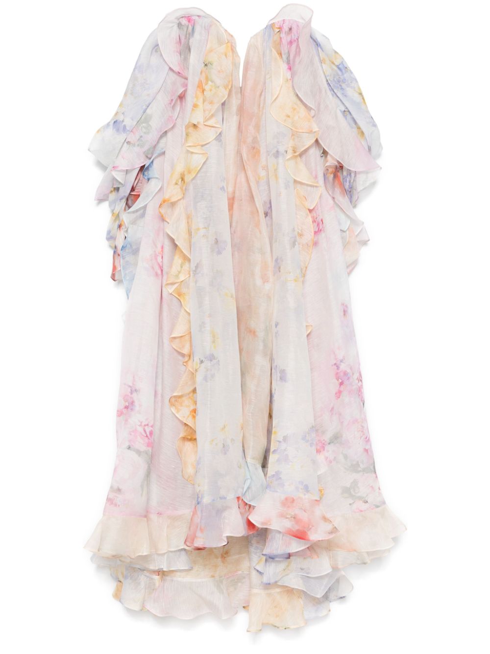 Strapless ruffle maxi dress - Pink