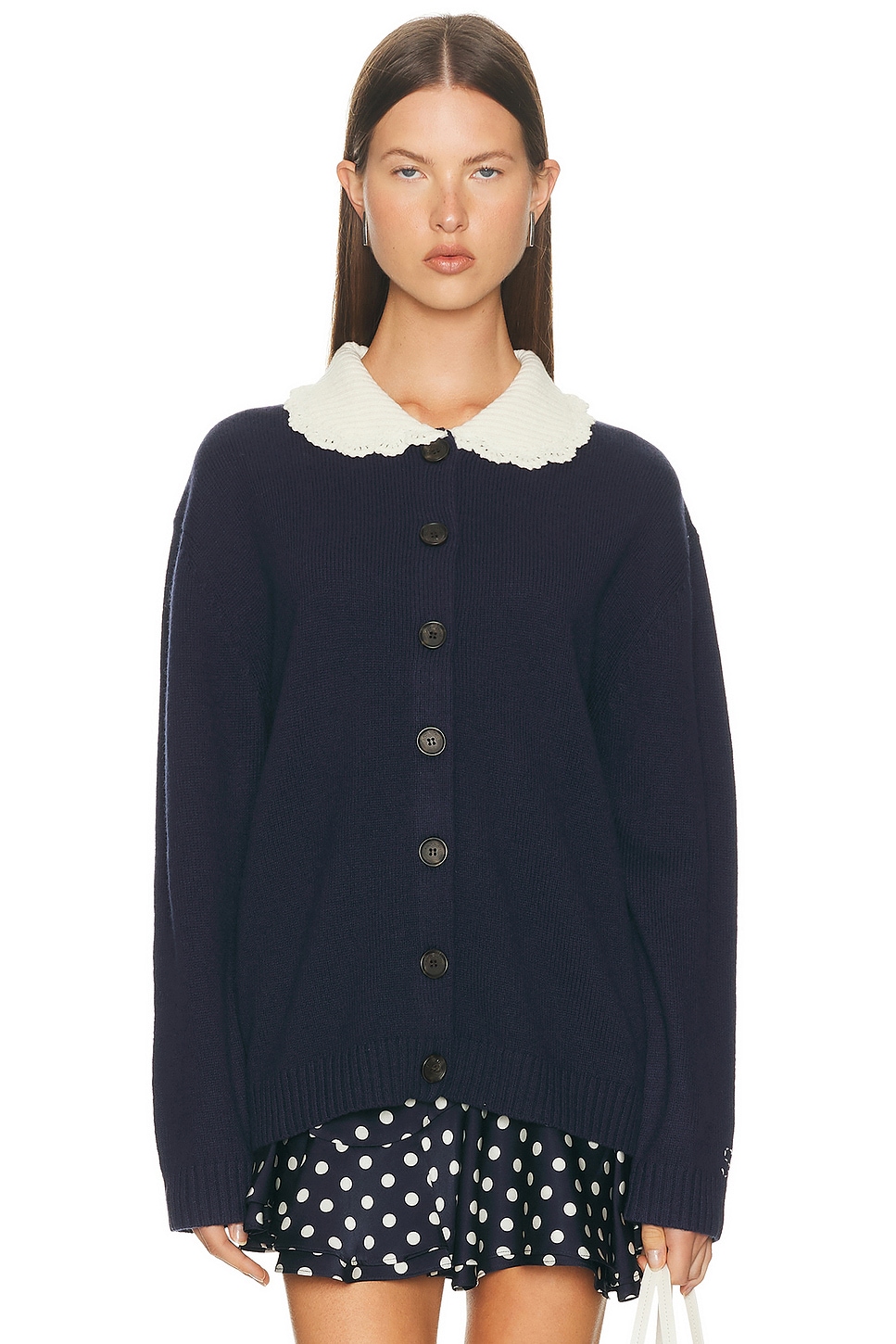 Sandy Liang Koda Cardigan in Navy - Navy. L also in