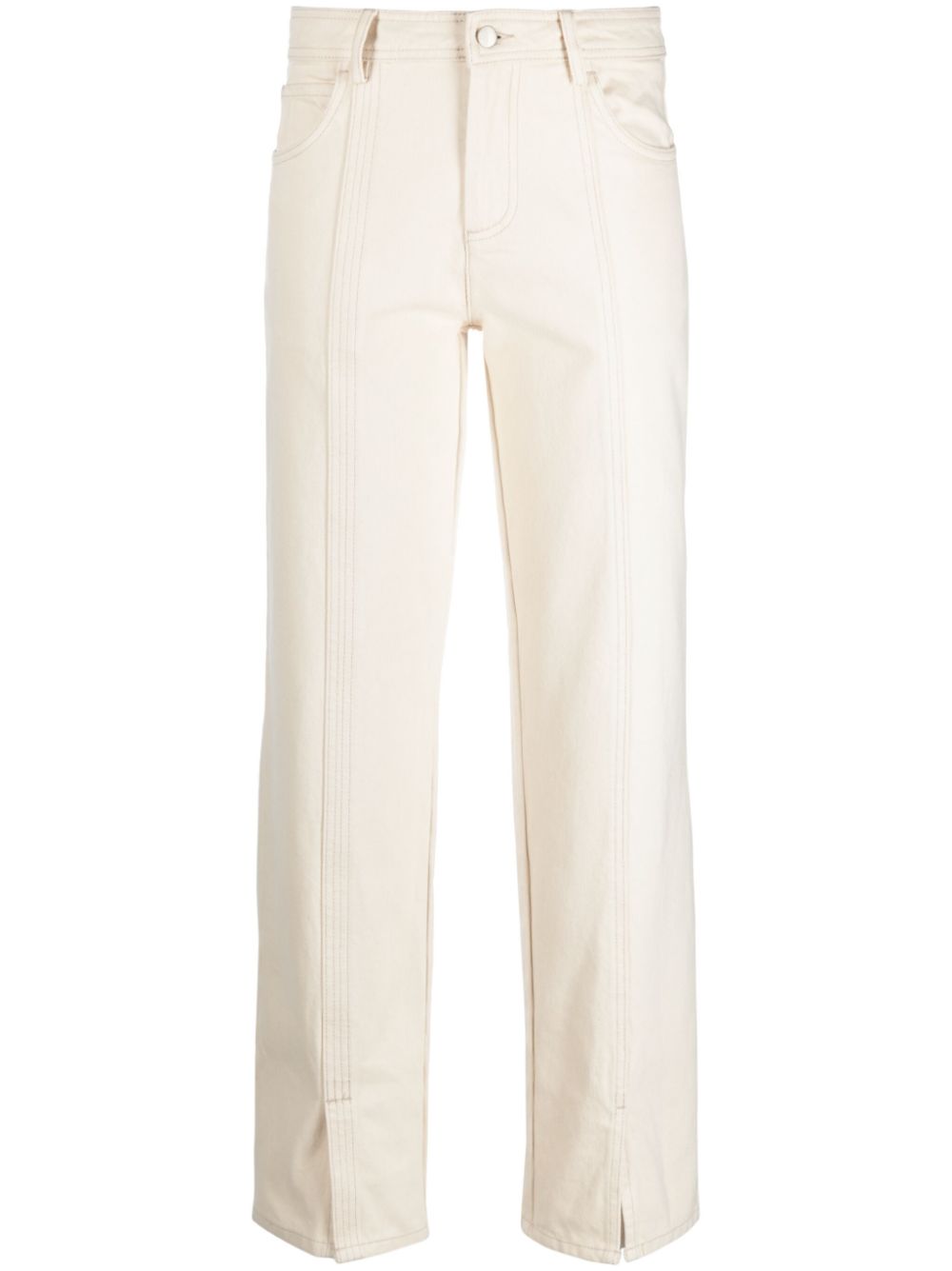 Curl slit-detail straight-leg jeans - Neutrals