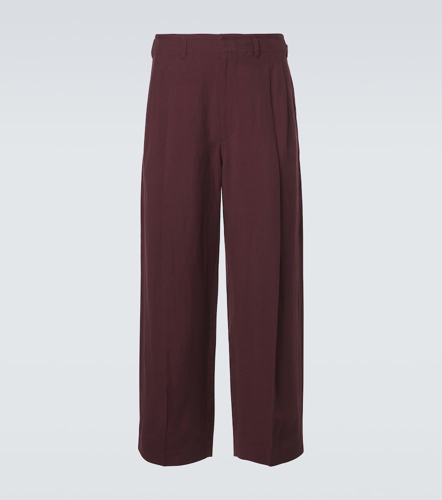 Pleated gabardine wide-leg pants