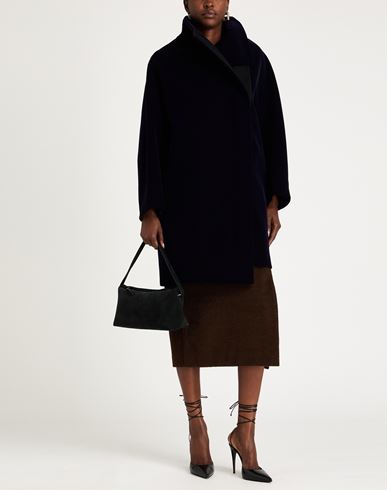 Alaïa Woman Coat Navy Size 4 Virgin Wool, Polyamide