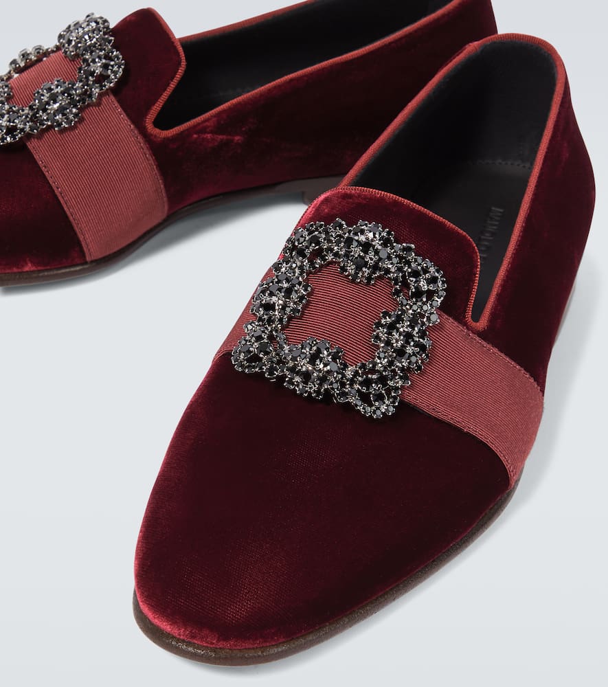 Manolo Blahnik Carlton embellished velvet loafers