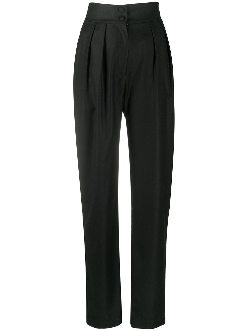 Tapered-leg wool trousers - Black