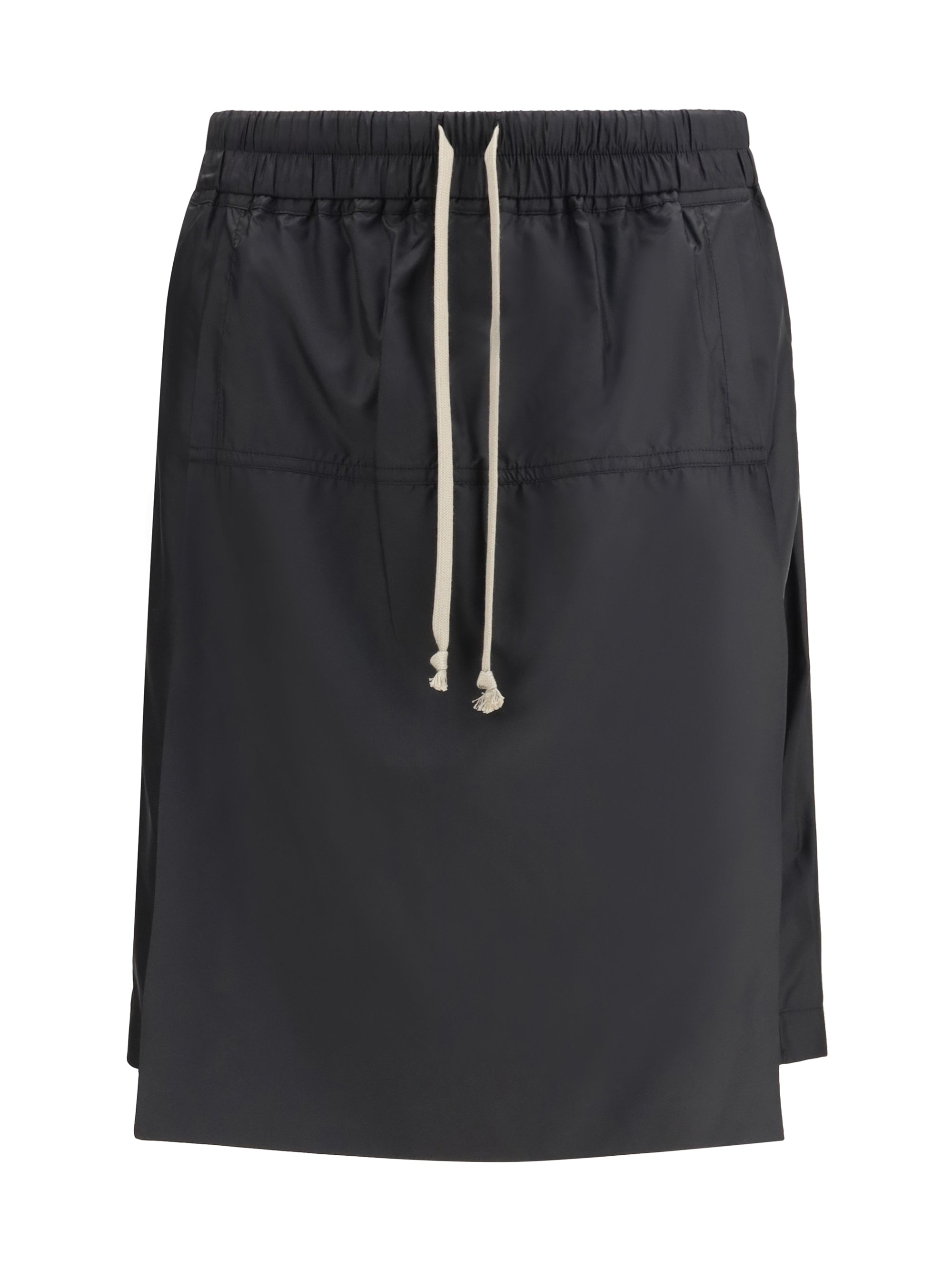 Kilt-Style Nylon Bermuda — Black