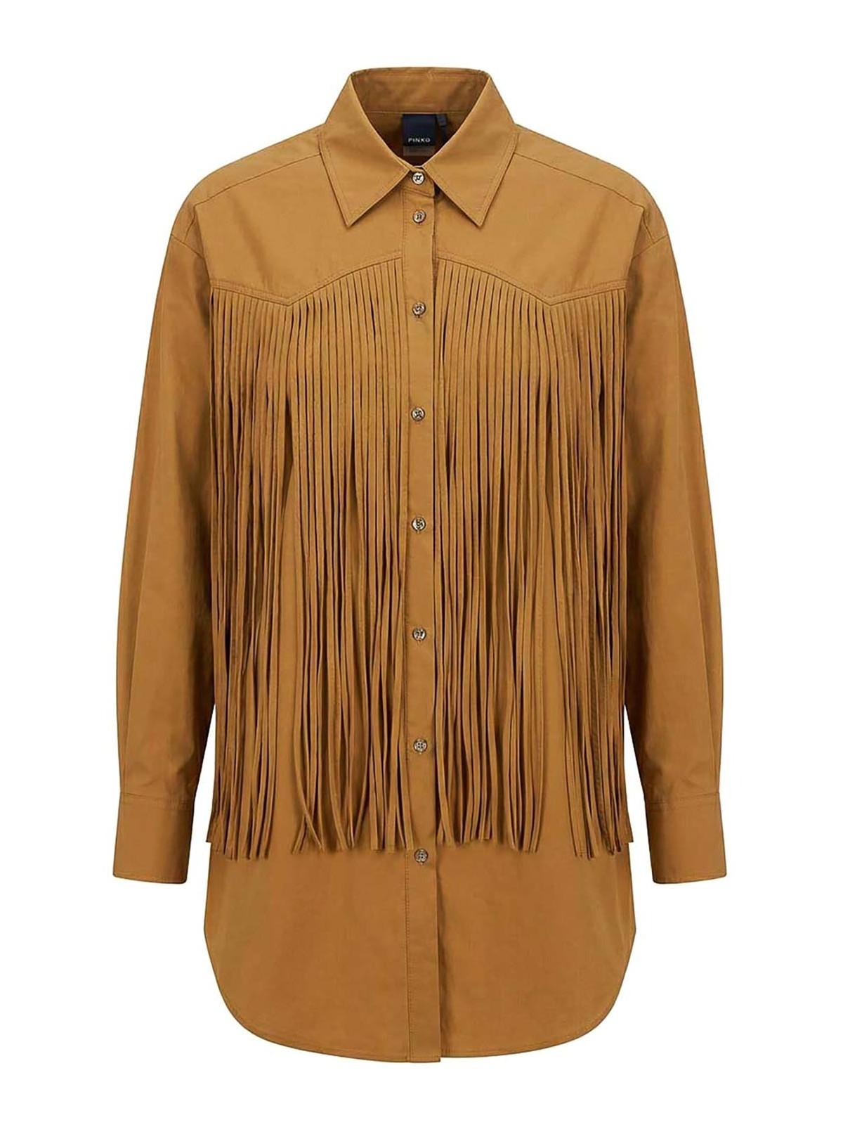 Mini shirt dress with fringing - L