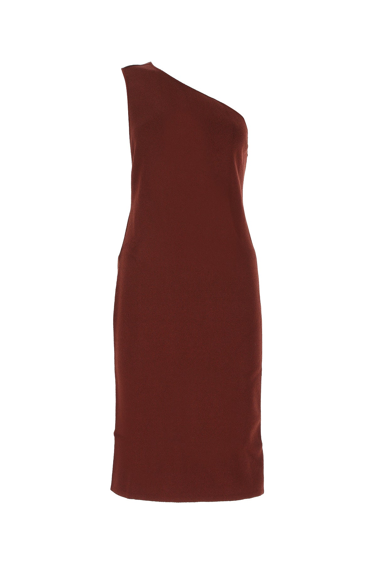 One-Shoulder Sheath Dress — Burgundy