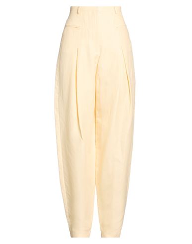 Woman Pants Pastel yellow Size 4 Linen, Cotton