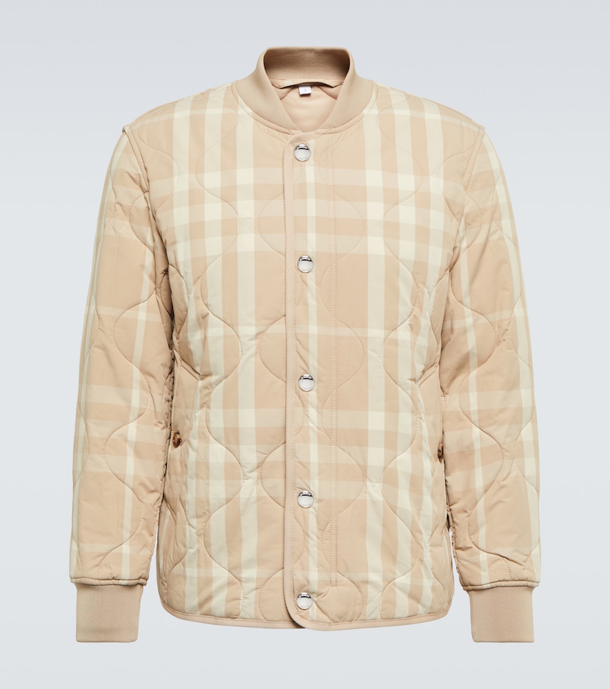 Checked quilted bomber jacket