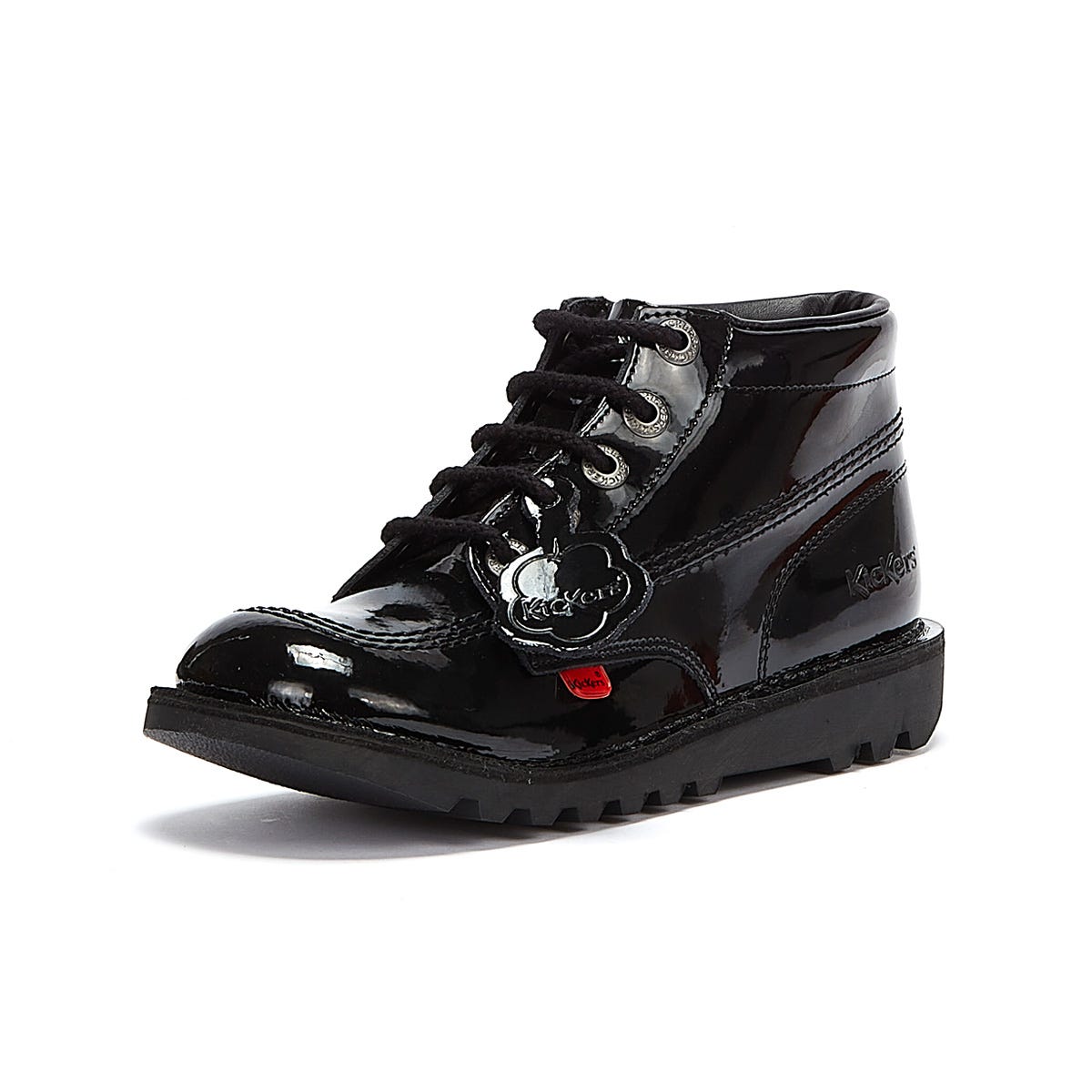 Kickers Youth Kick Hi Black Patent Shoe