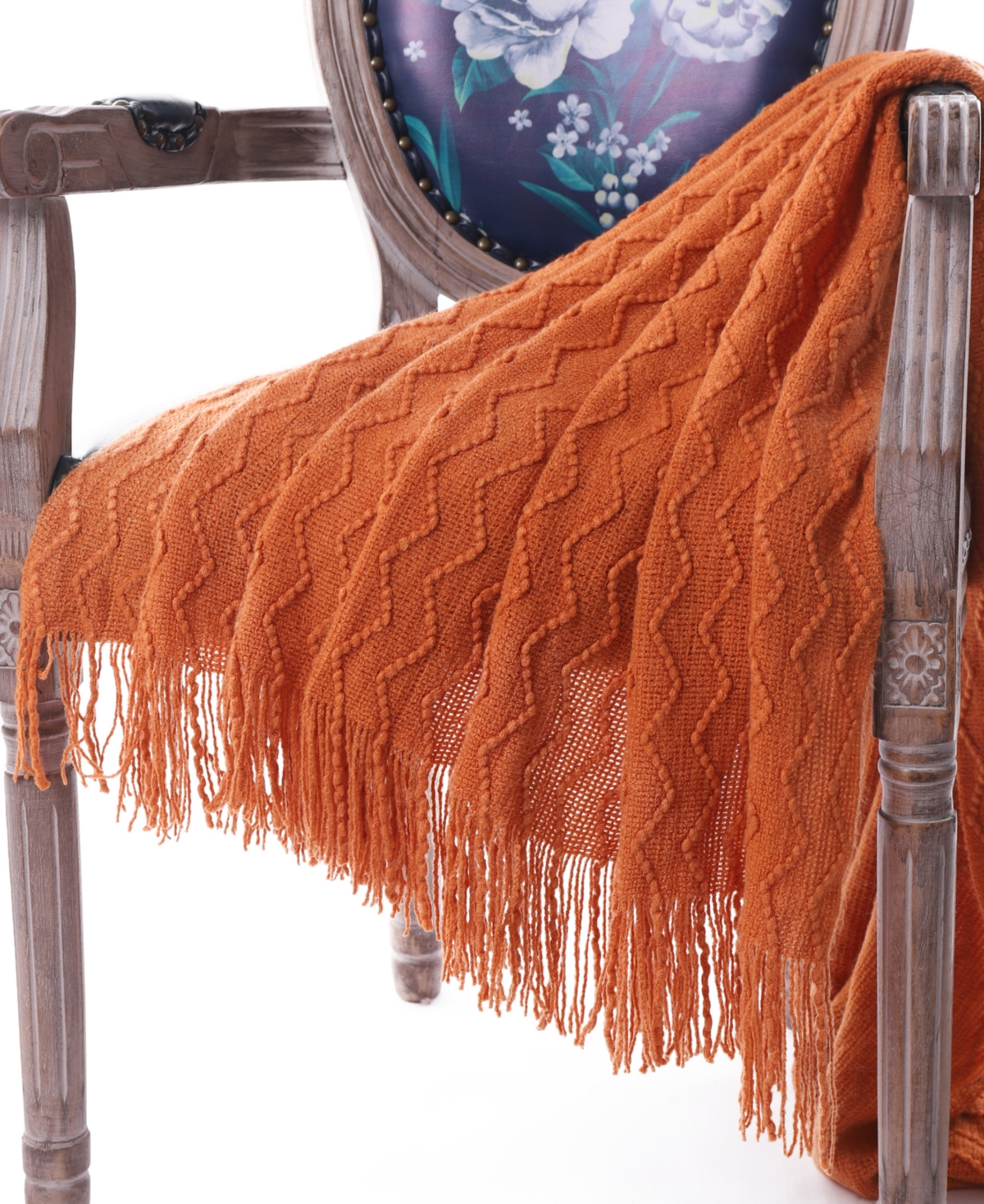 "Solid Soft Zigzag Lightweight Throw, 60"" x 50"" - Orange"