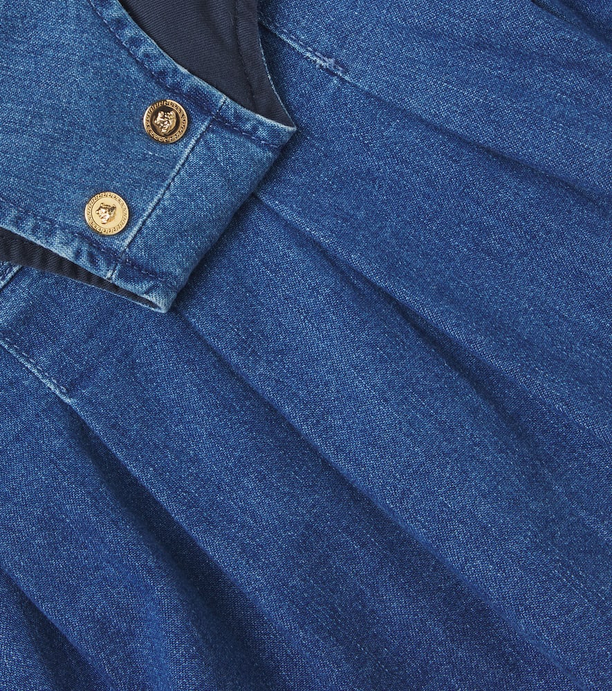 Pleated cotton denim dress