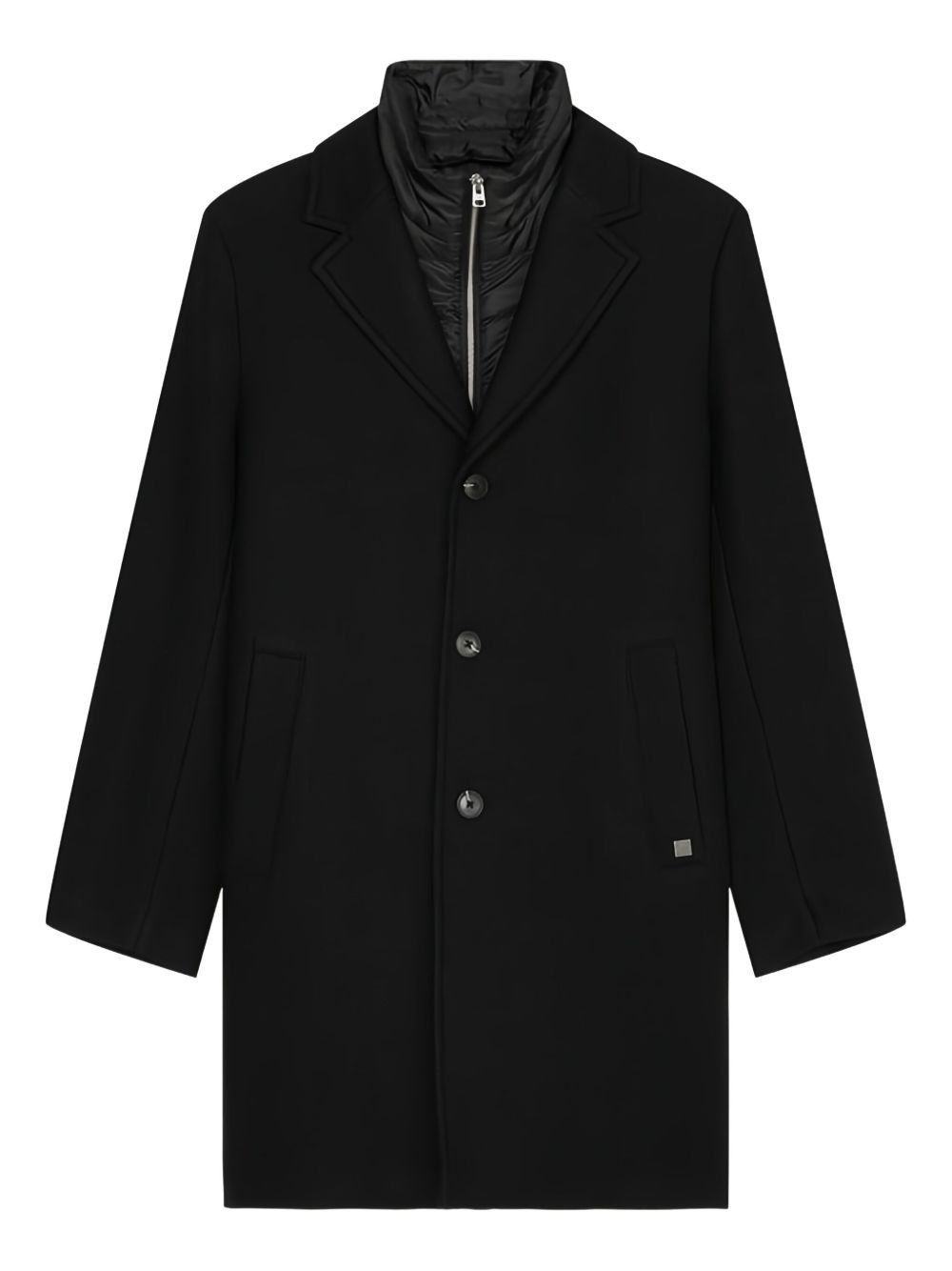 Single-breasted wool coat - Black