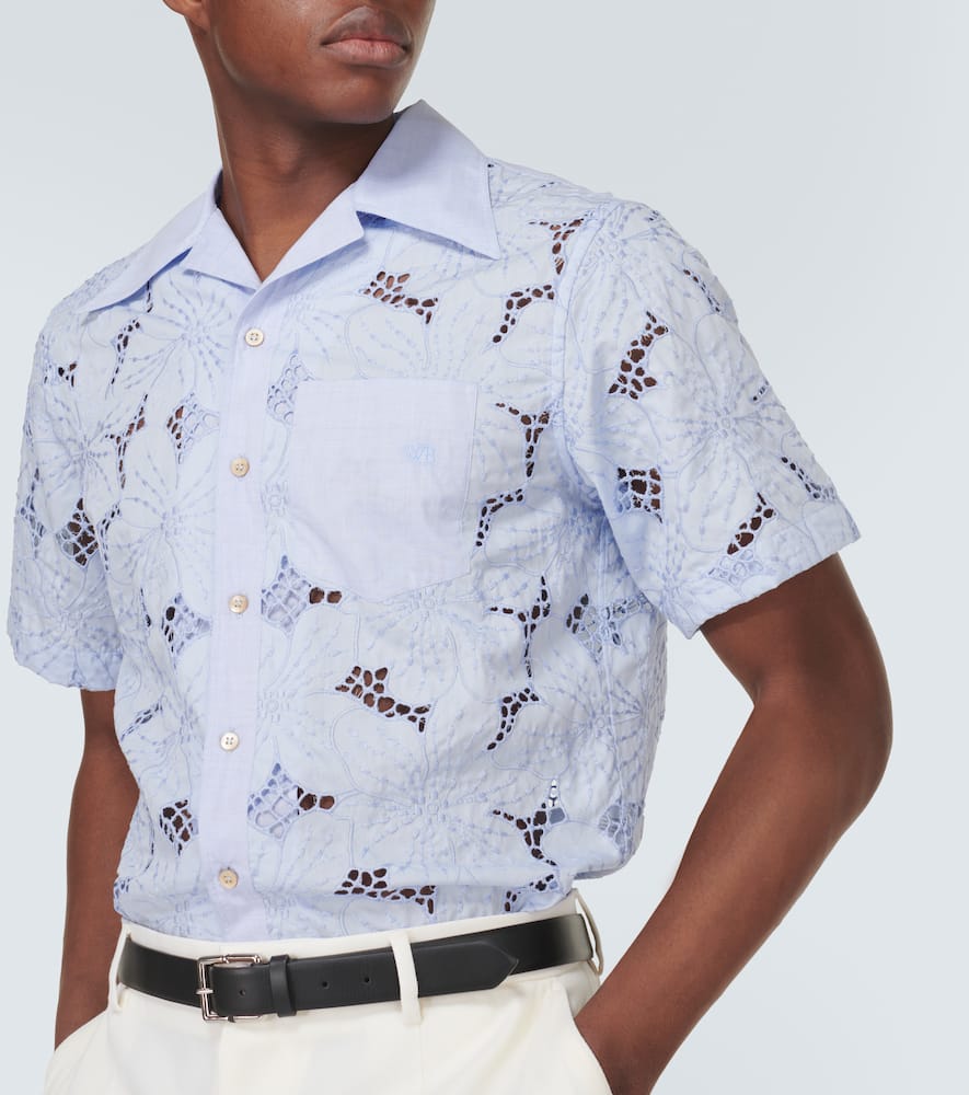 Highlife floral cotton-blend bowling shirt