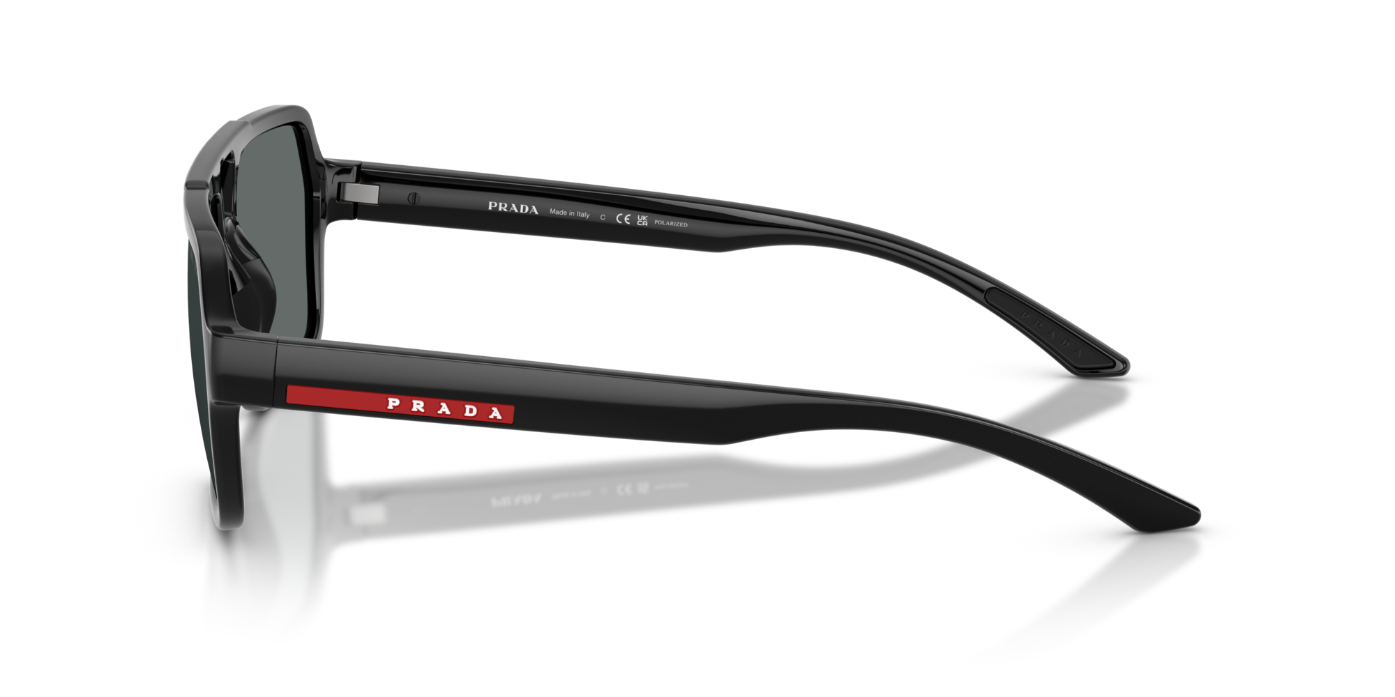 Prada Linea Rossa Man Prada Linea Rossa PS A06S 1AB02G Sunglasses Injected Black Grey Pilot Polarized
