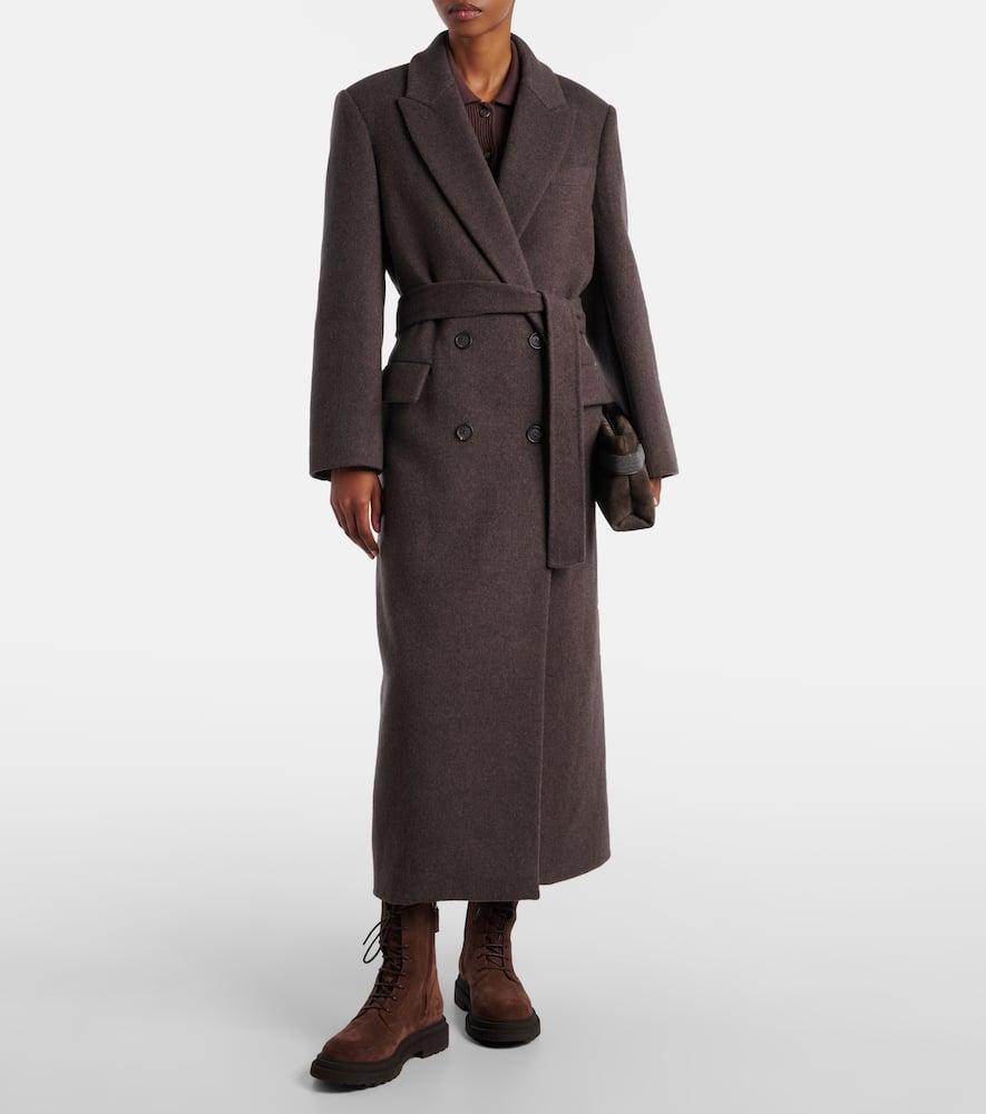 Wool and cashmere wrap coat