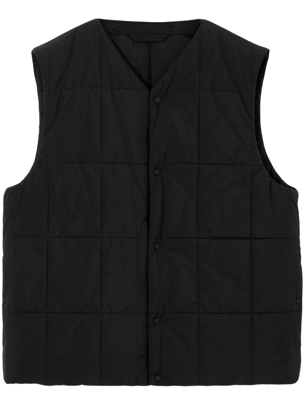 Press-stud fastening quilted gilet - Black