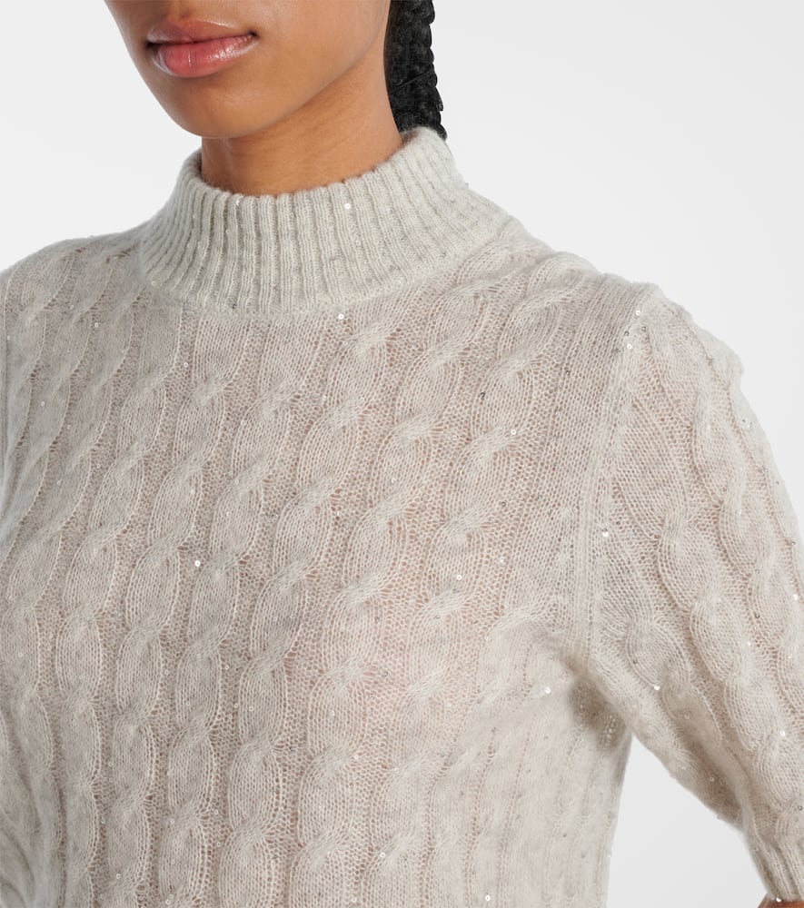 Sequined cable-knit sweater