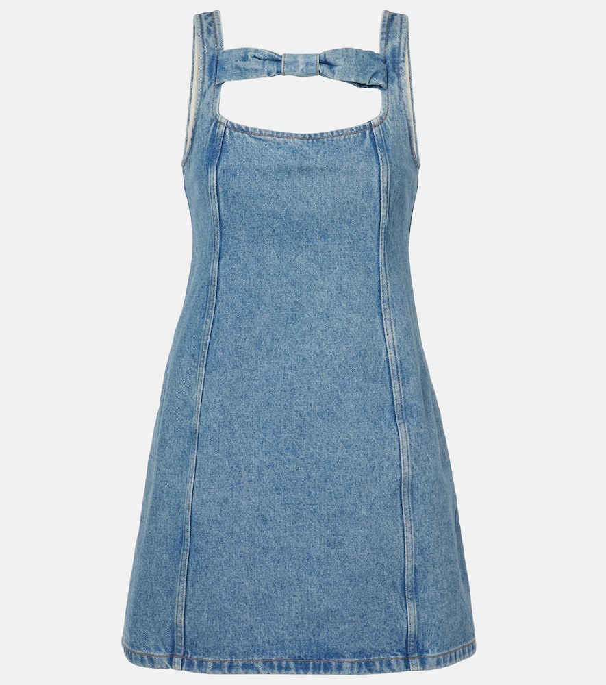 Bow-detail denim minidress