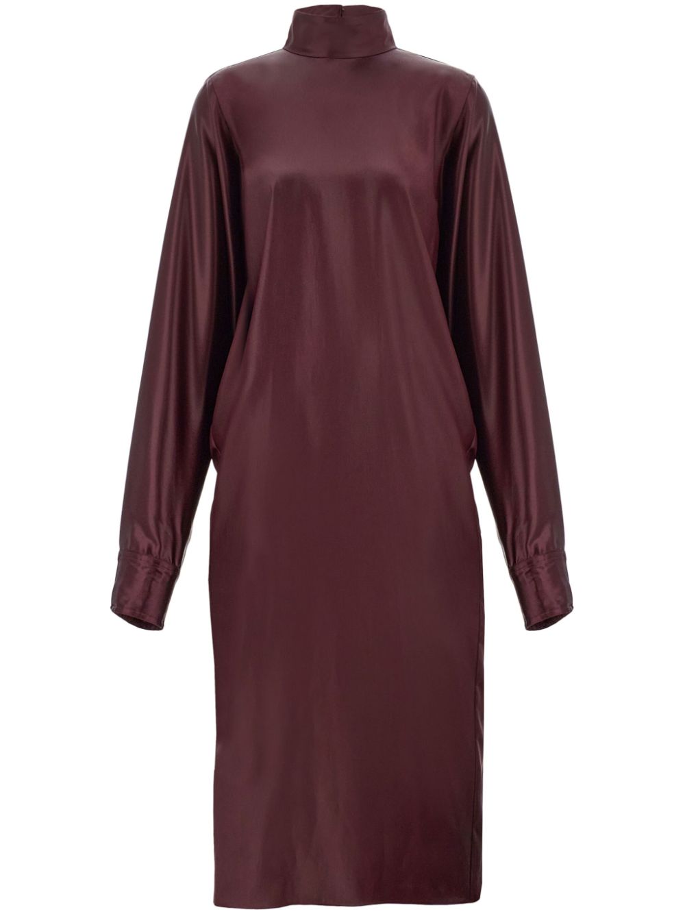 Satin high-neck dress - Red