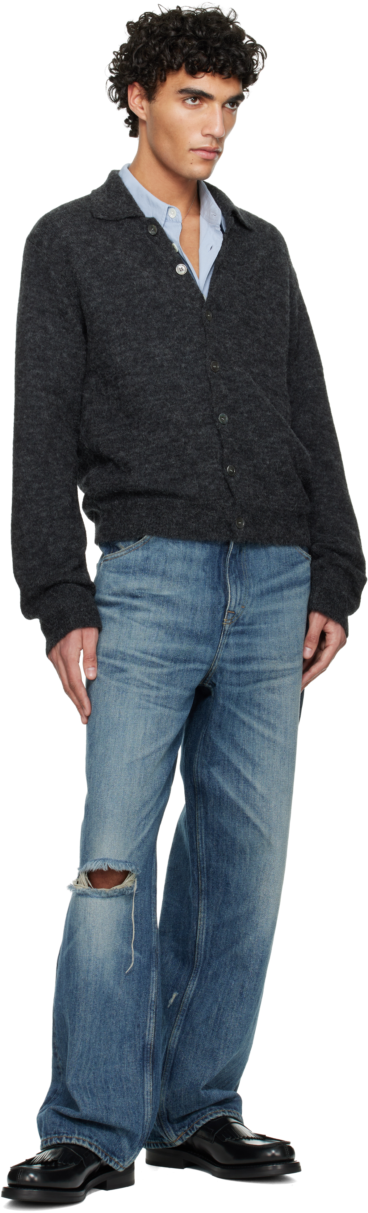 Gray Evening Polo Cardigan