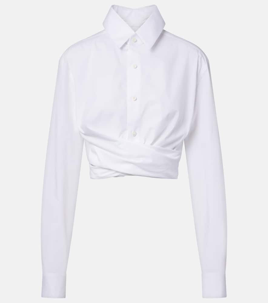Cropped cotton poplin shirt