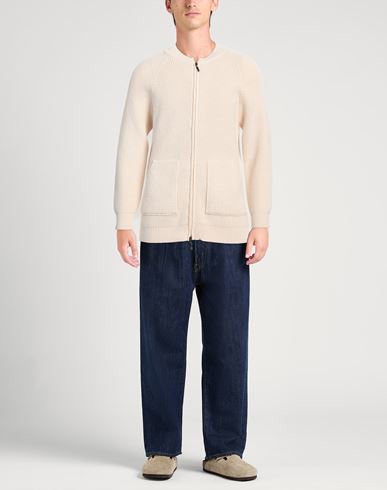 Alpha Studio Man Cardigan Cream Size 40 Wool, Polypropylene
