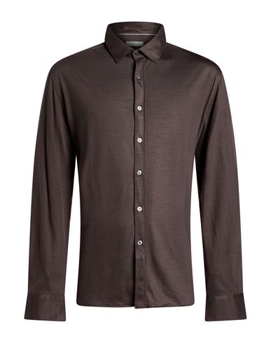 Man Shirt Chocolate brown Size S Wool