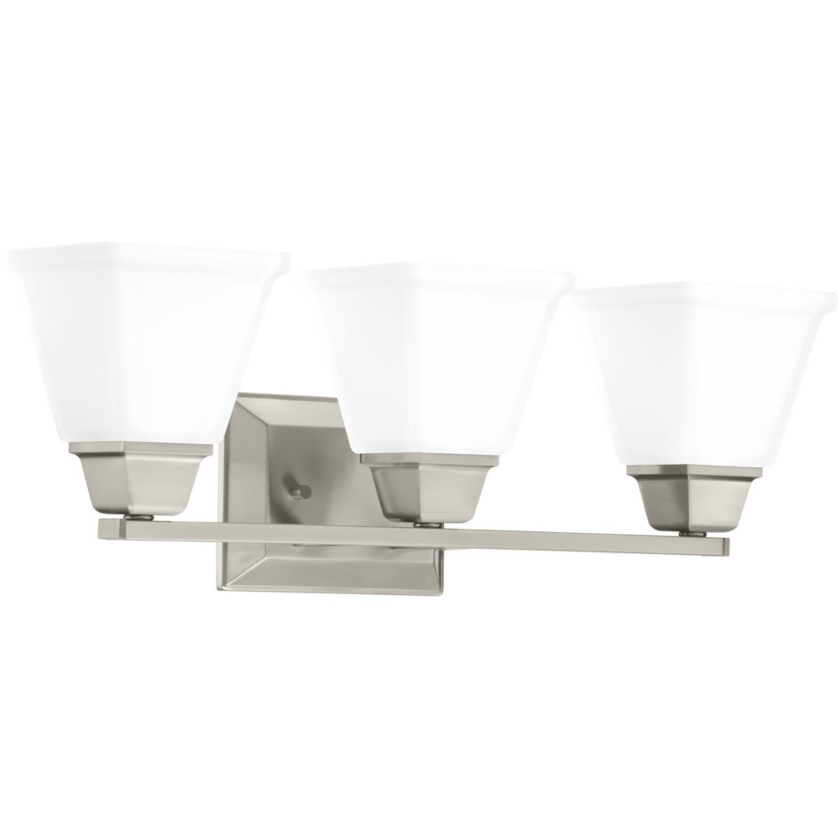 Brushed Nickel Three Light Bath from the Clifton Heights Collection