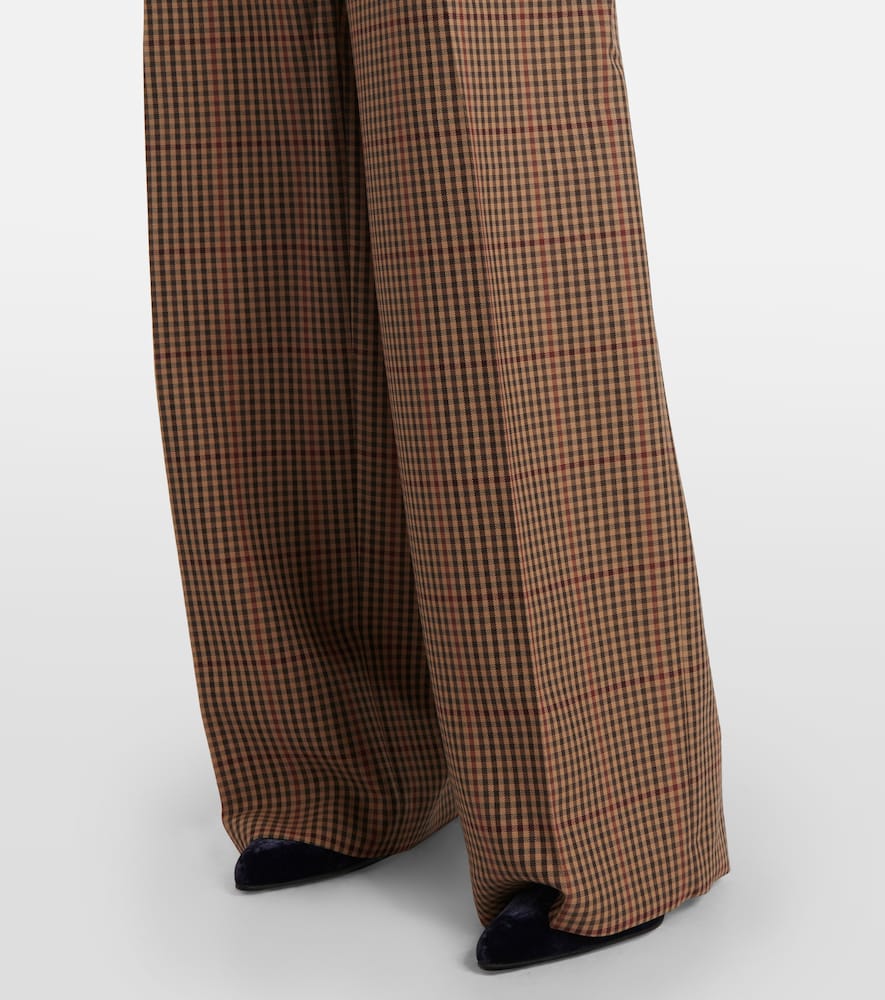 Checked wool wide-leg pants