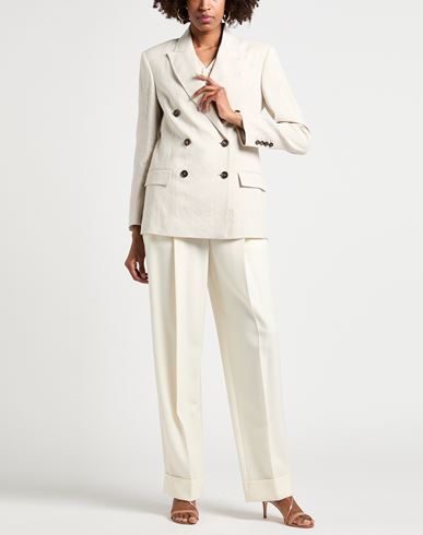 Woman Blazer Beige Size 6 Linen, Polyester, Polyamide, Brass