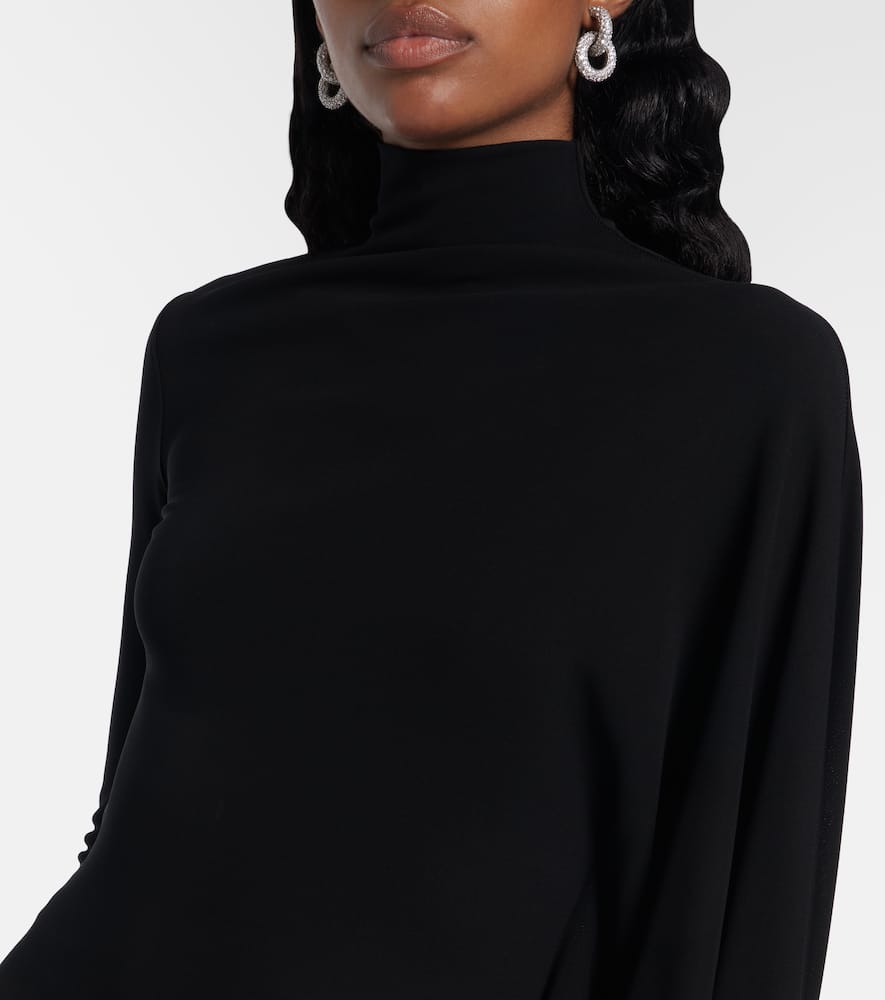 Draped high-neck midi dress