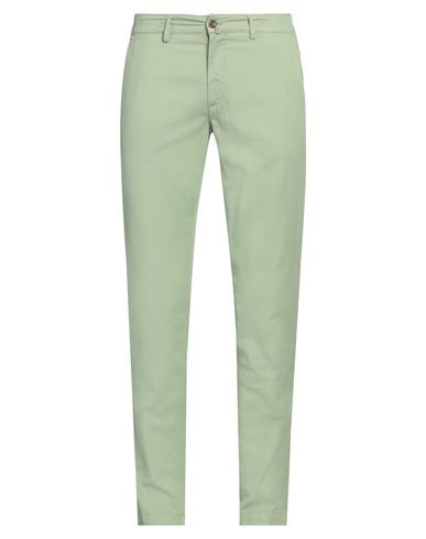 Man Pants Light green Size 40 Cotton, Linen, Elastane
