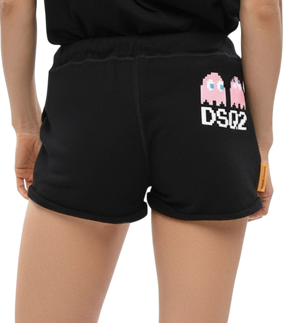 Black Solid Drawstring Shorts