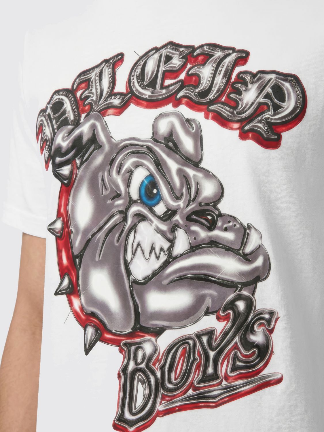 Crewneck T-Shirt in White Cotton with Graphic Print and Logo
