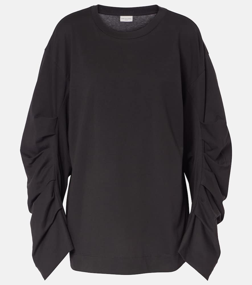 Ruched cotton jersey sweatshirt