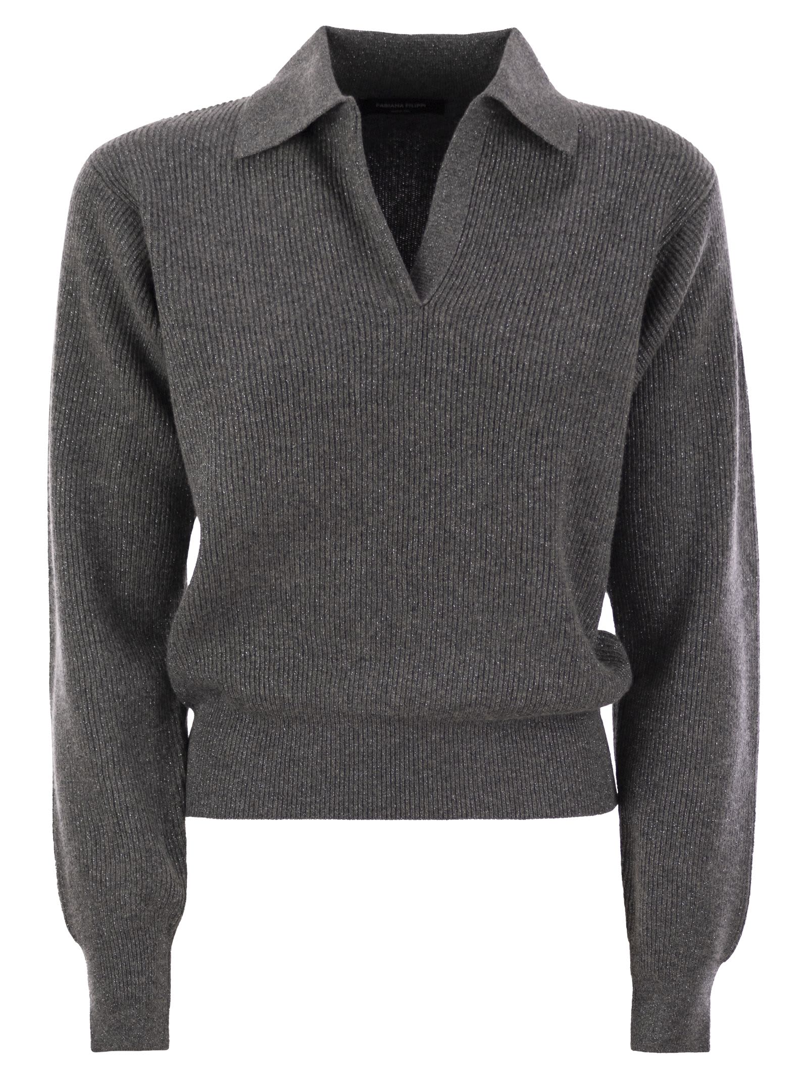 Ribbed Knit With Polo Neck