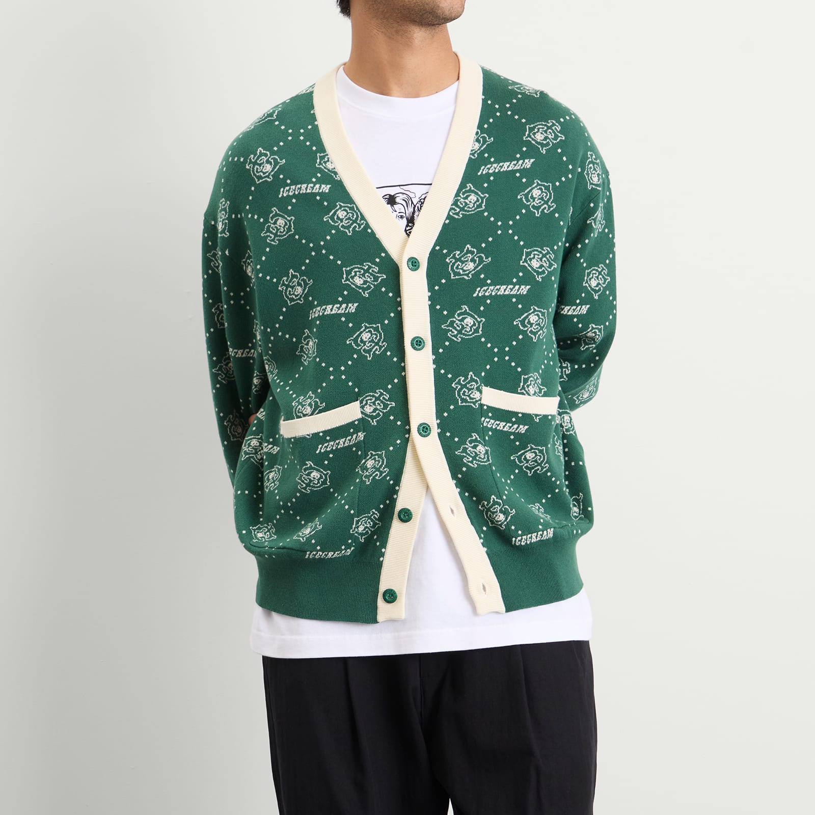 Men's Monogram Knit Cardigan Green