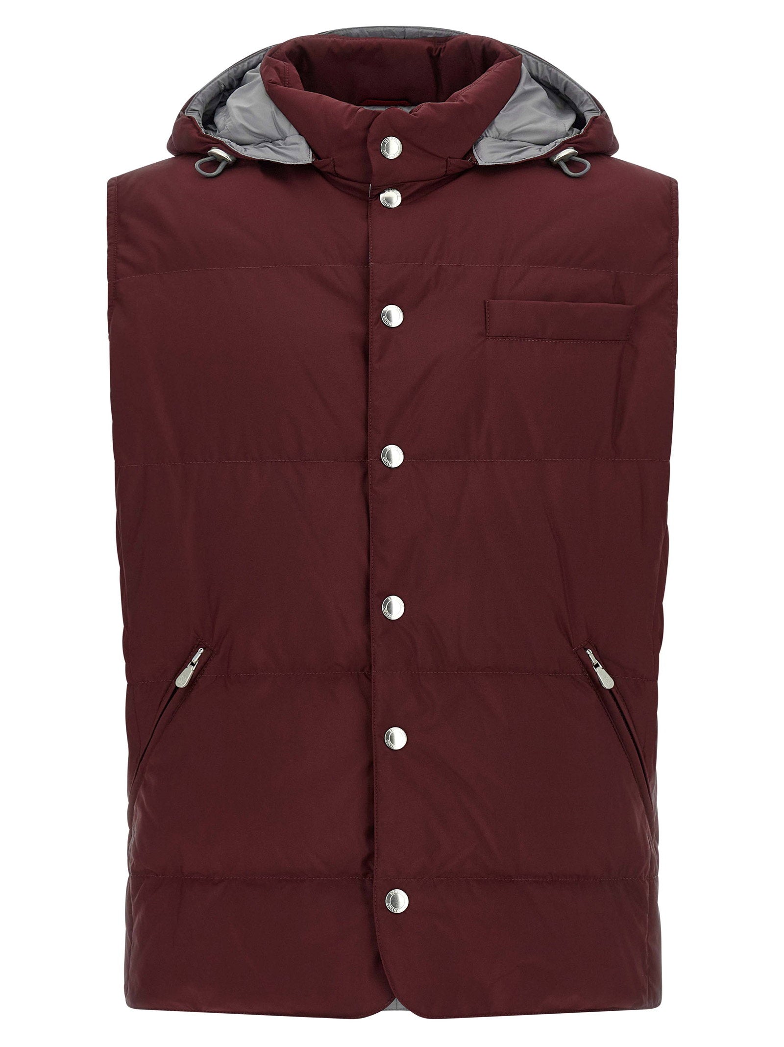 Quilted Goose Feather Vest — Burgundy