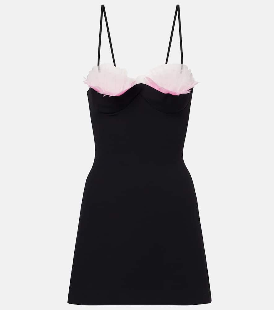 Feather-trimmed cady minidress