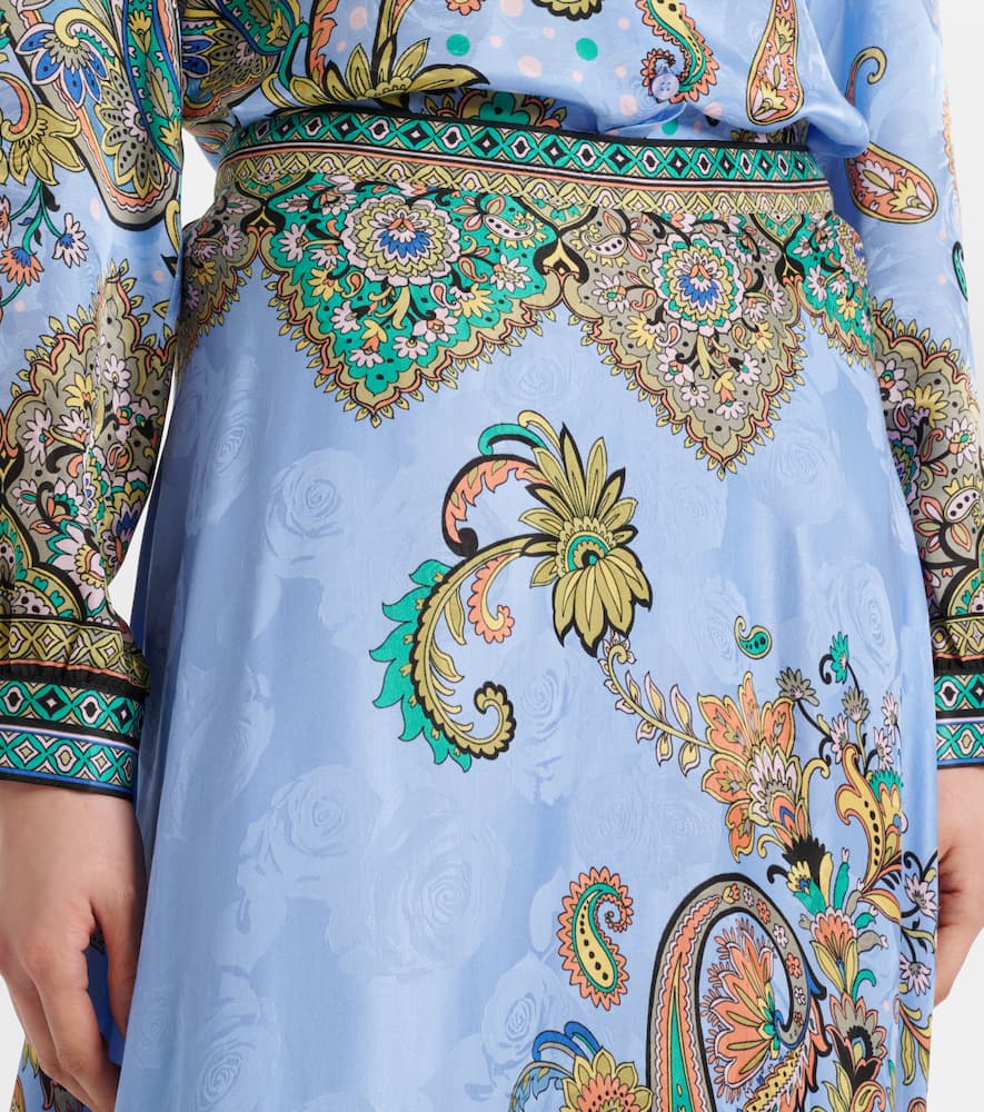 Floral silk crêpe de chine maxi skirt