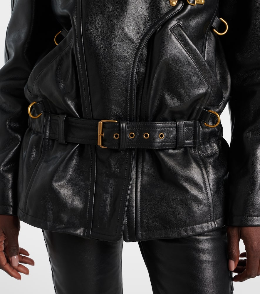 Caitlyn belted leather jacket